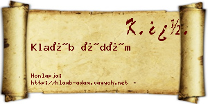 Klaáb Ádám névjegykártya